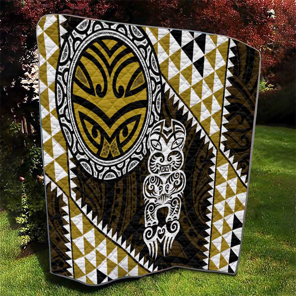 Yellow Aotearoa Niho Taniwha Quilt Maori Mythology Tooth - Taniko Motifs