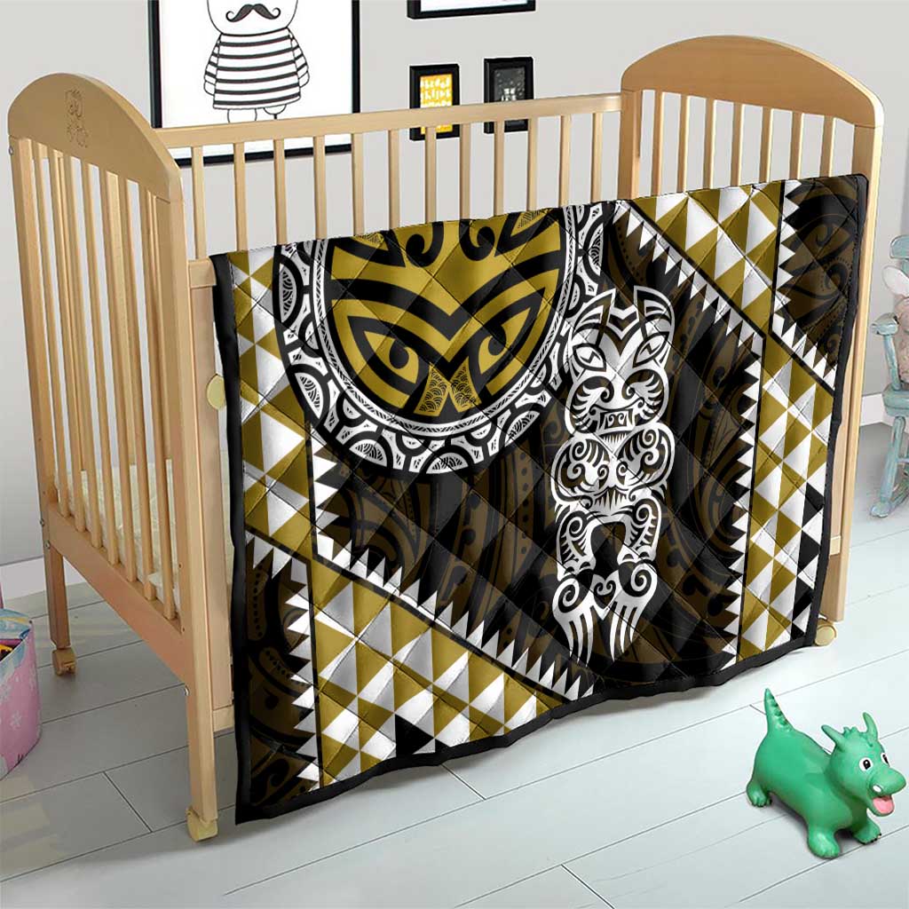 Yellow Aotearoa Niho Taniwha Quilt Maori Mythology Tooth - Taniko Motifs