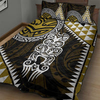 Yellow Aotearoa Niho Taniwha Quilt Bed Set Maori Mythology Tooth - Taniko Motifs LT14 - Polynesian Pride