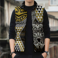 Yellow Aotearoa Niho Taniwha Sleeveless Puffer Jacket Maori Mythology Tooth - Taniko Motifs - Polynesian Pride