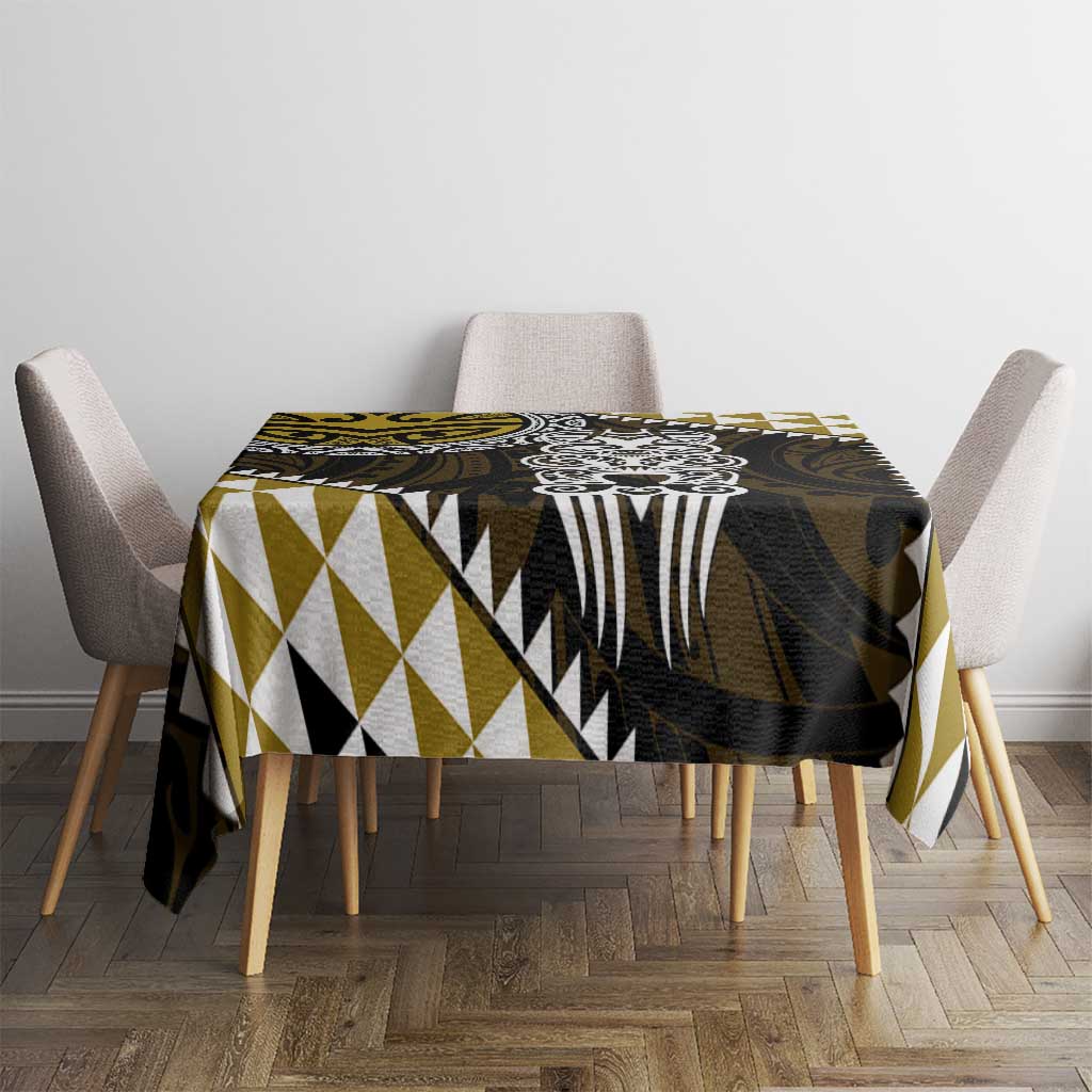 Yellow Aotearoa Niho Taniwha Tablecloth Maori Mythology Tooth - Taniko Motifs LT14 - Polynesian Pride