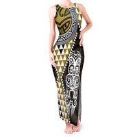 Yellow Aotearoa Niho Taniwha Tank Maxi Dress Maori Mythology Tooth - Taniko Motifs LT14 Women Yellow - Polynesian Pride
