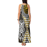 Yellow Aotearoa Niho Taniwha Tank Maxi Dress Maori Mythology Tooth - Taniko Motifs LT14 - Polynesian Pride
