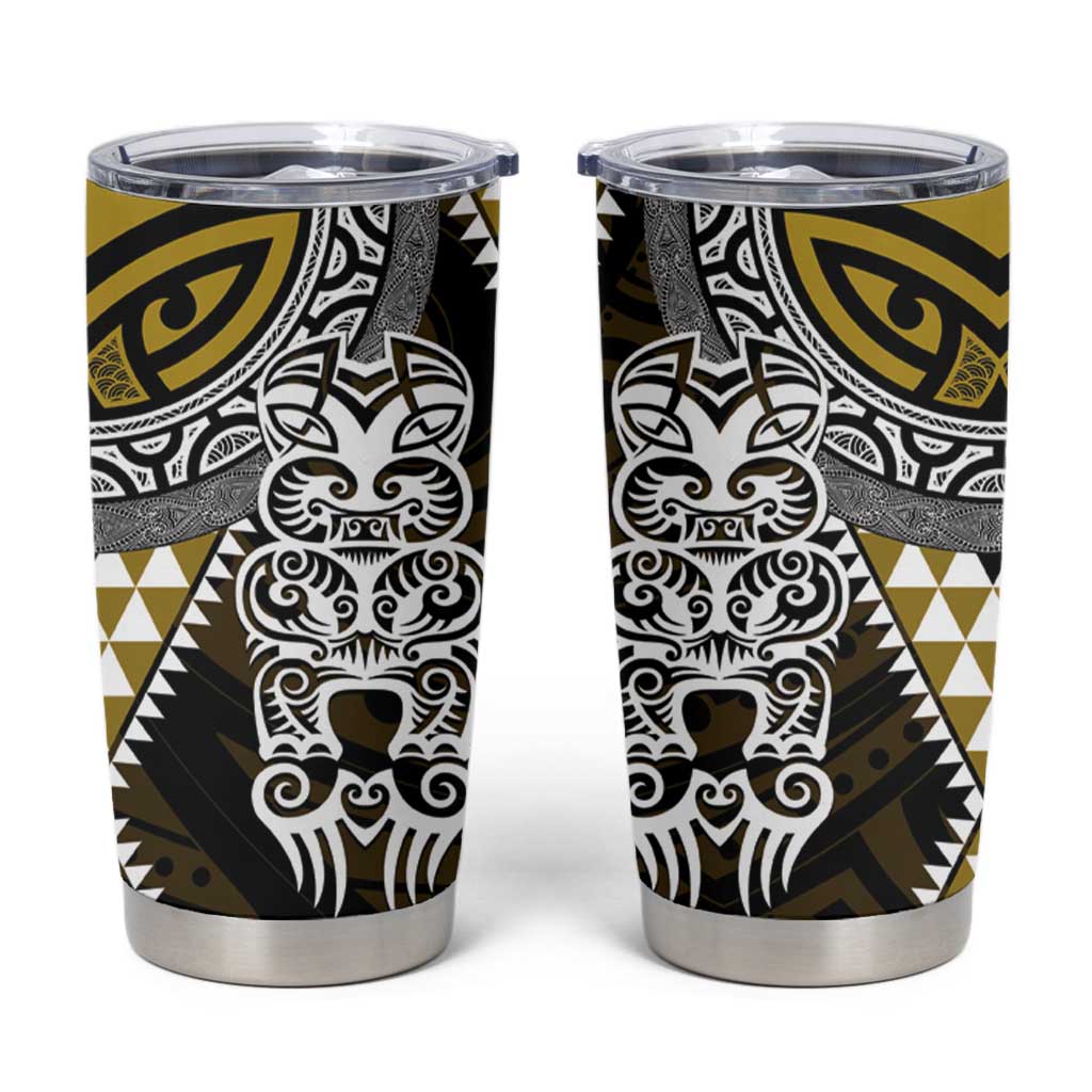 Yellow Aotearoa Niho Taniwha Tumbler Cup Maori Mythology Tooth - Taniko Motifs LT14 Yellow - Polynesian Pride