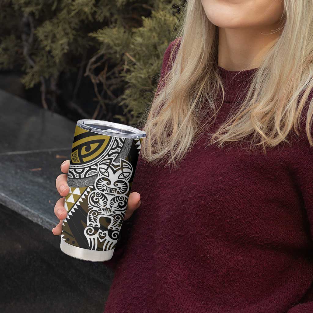 Yellow Aotearoa Niho Taniwha Tumbler Cup Maori Mythology Tooth - Taniko Motifs LT14 - Polynesian Pride