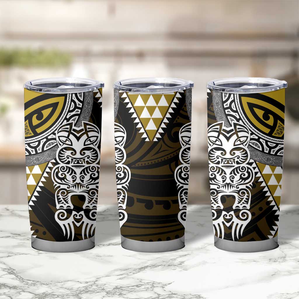 Yellow Aotearoa Niho Taniwha Tumbler Cup Maori Mythology Tooth - Taniko Motifs LT14 - Polynesian Pride