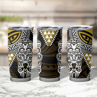 Yellow Aotearoa Niho Taniwha Tumbler Cup Maori Mythology Tooth - Taniko Motifs LT14 - Polynesian Pride
