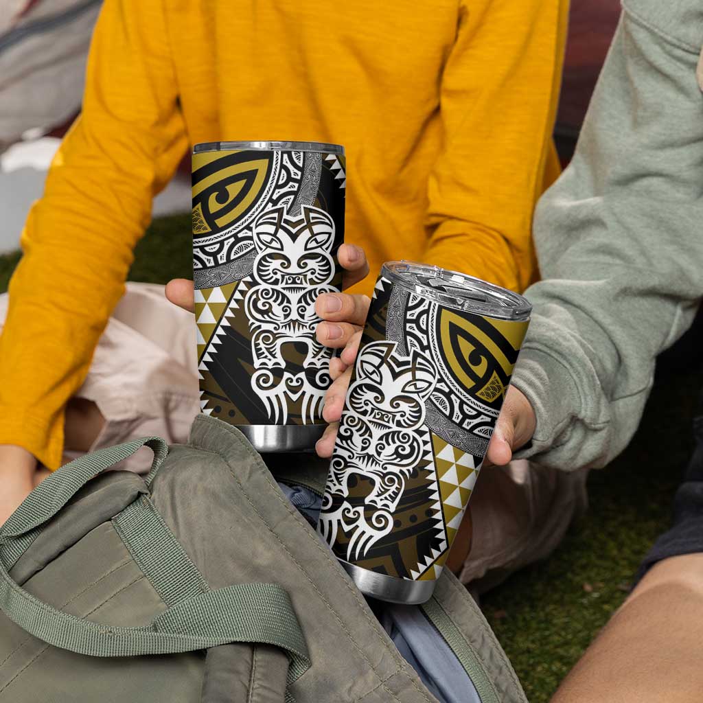 Yellow Aotearoa Niho Taniwha Tumbler Cup Maori Mythology Tooth - Taniko Motifs LT14 - Polynesian Pride