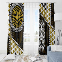 Yellow Aotearoa Niho Taniwha Window Curtain Maori Mythology Tooth - Taniko Motifs LT14 - Polynesian Pride