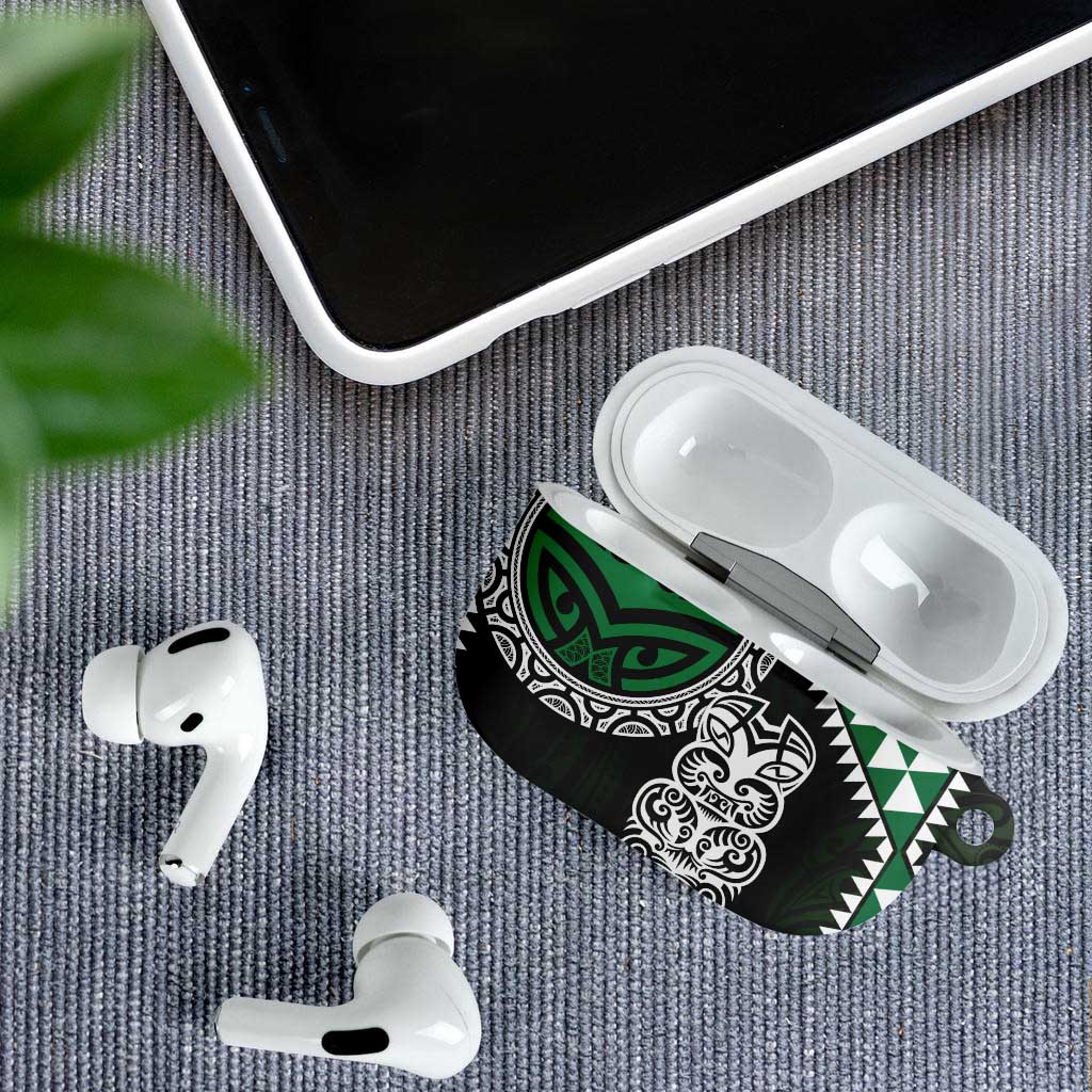 Green Aotearoa Niho Taniwha AirPods Case Maori Mythology Tooth - Taniko Motifs - Polynesian Pride