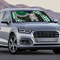 Green Aotearoa Niho Taniwha Auto Sun Shade Maori Mythology Tooth - Taniko Motifs - Polynesian Pride