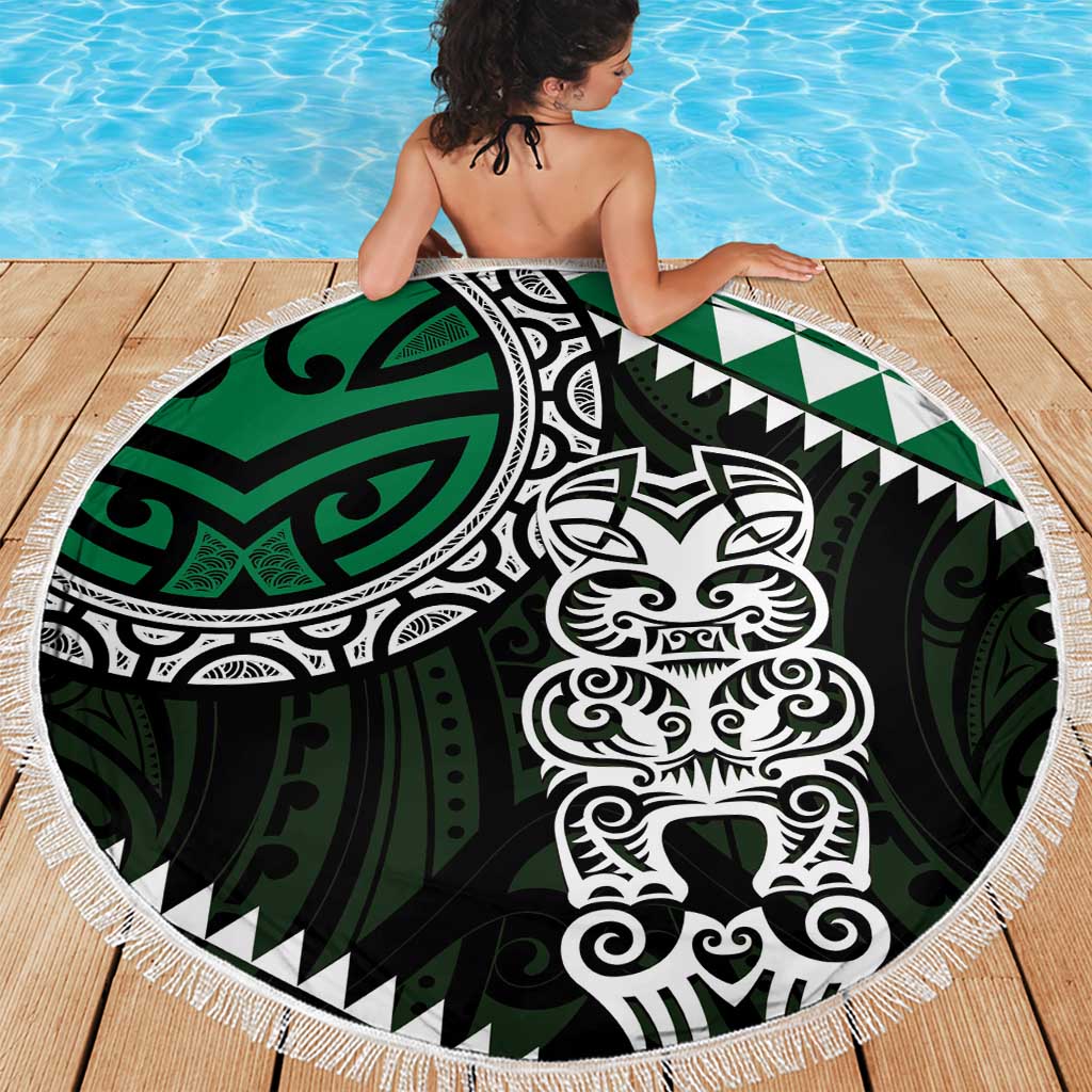 Green Aotearoa Niho Taniwha Beach Blanket Maori Mythology Tooth - Taniko Motifs LT14 - Polynesian Pride