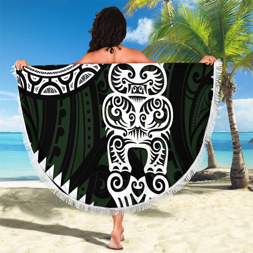 Green Aotearoa Niho Taniwha Beach Blanket Maori Mythology Tooth - Taniko Motifs LT14 - Polynesian Pride