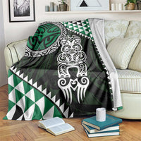 Green Aotearoa Niho Taniwha Blanket Maori Mythology Tooth - Taniko Motifs LT14 Green - Polynesian Pride