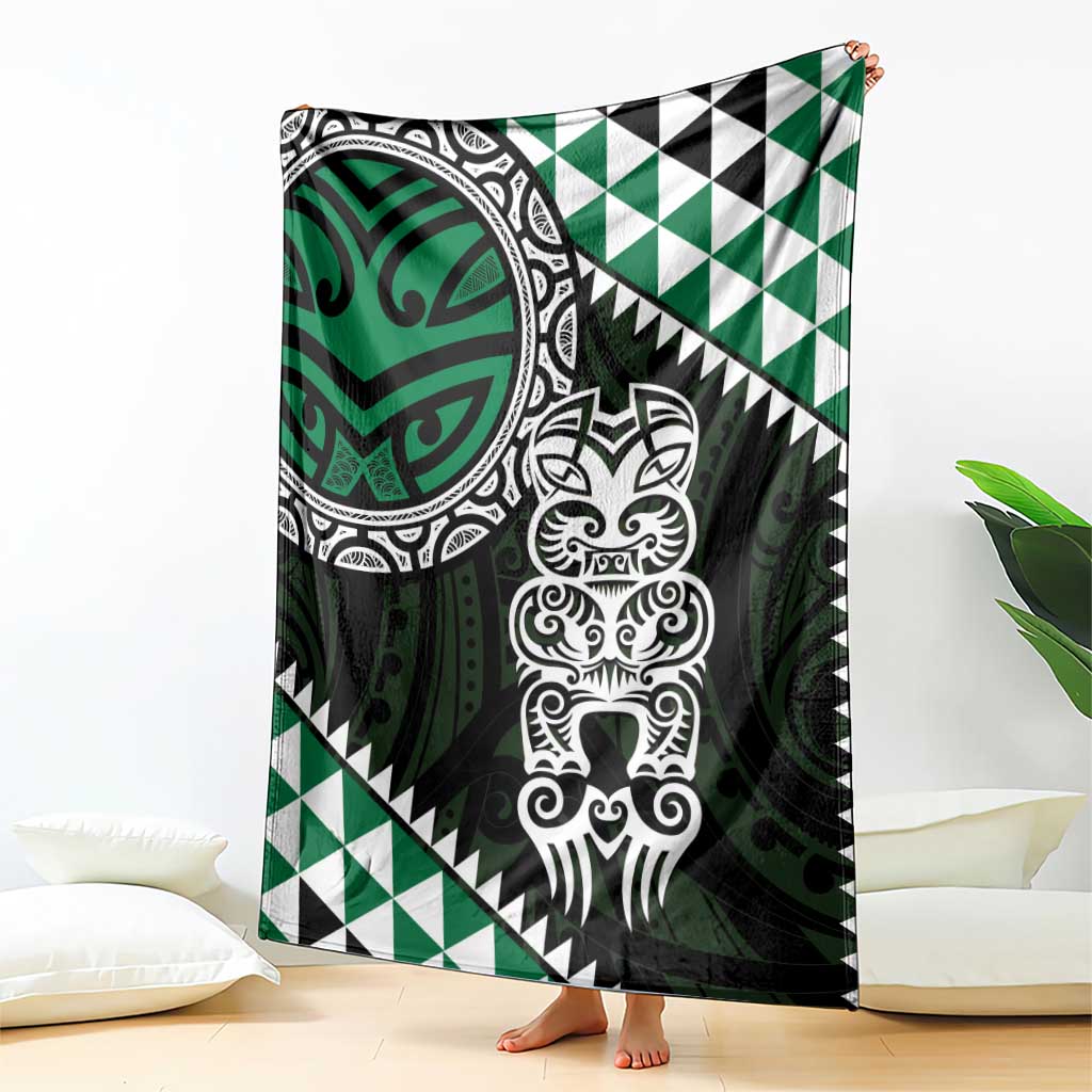 Green Aotearoa Niho Taniwha Blanket Maori Mythology Tooth - Taniko Motifs LT14 - Polynesian Pride