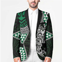Green Aotearoa Niho Taniwha Blazer Maori Mythology Tooth - Taniko Motifs - Polynesian Pride