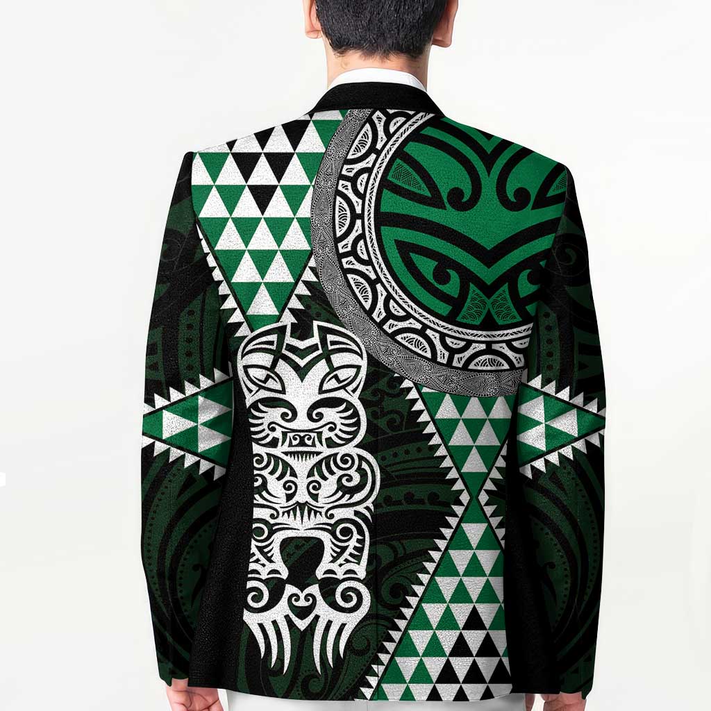 Green Aotearoa Niho Taniwha Blazer Maori Mythology Tooth - Taniko Motifs - Polynesian Pride