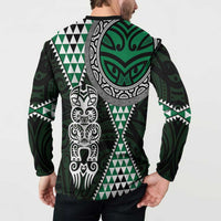 Green Aotearoa Niho Taniwha Button Sweatshirt Maori Mythology Tooth - Taniko Motifs LT14 - Polynesian Pride