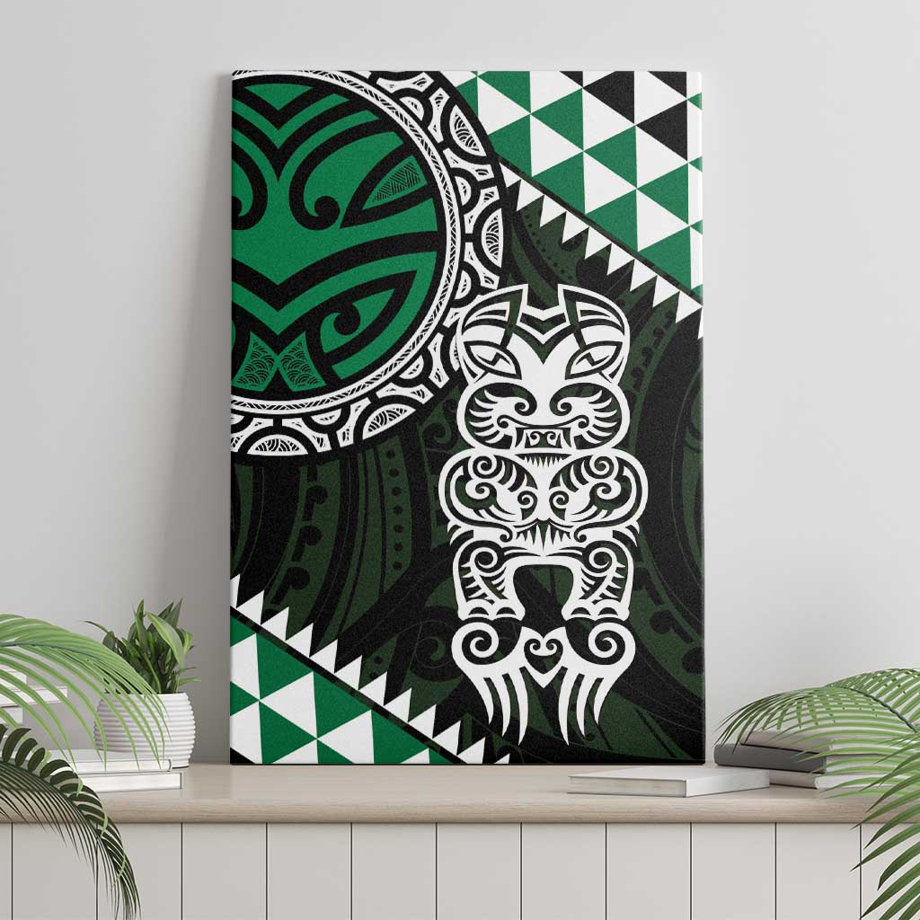 Green Aotearoa Niho Taniwha Canvas Wall Art Maori Mythology Tooth - Taniko Motifs LT14 - Polynesian Pride