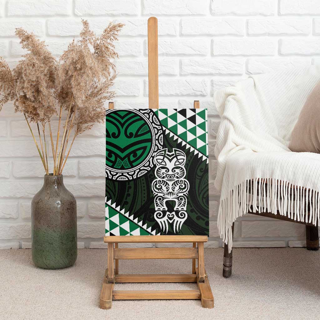 Green Aotearoa Niho Taniwha Canvas Wall Art Maori Mythology Tooth - Taniko Motifs LT14 - Polynesian Pride