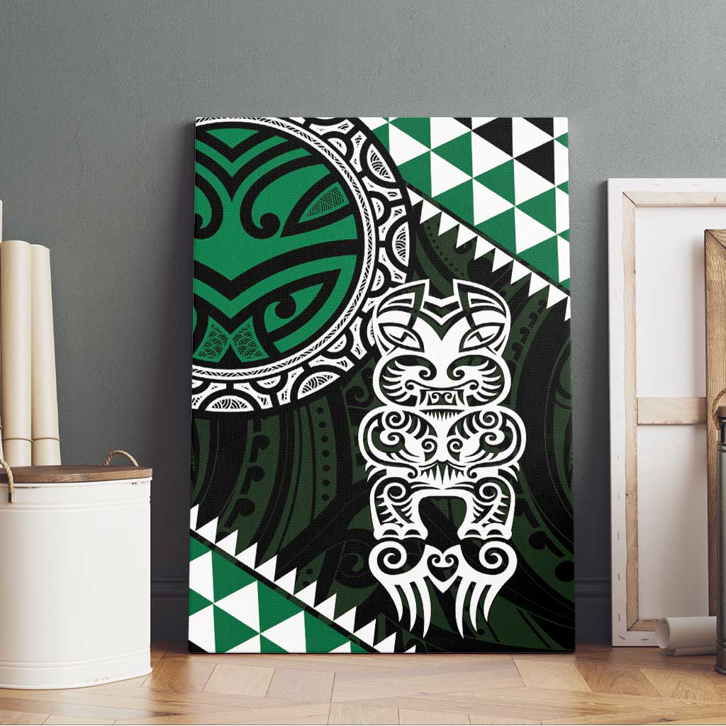 Green Aotearoa Niho Taniwha Canvas Wall Art Maori Mythology Tooth - Taniko Motifs LT14 - Polynesian Pride