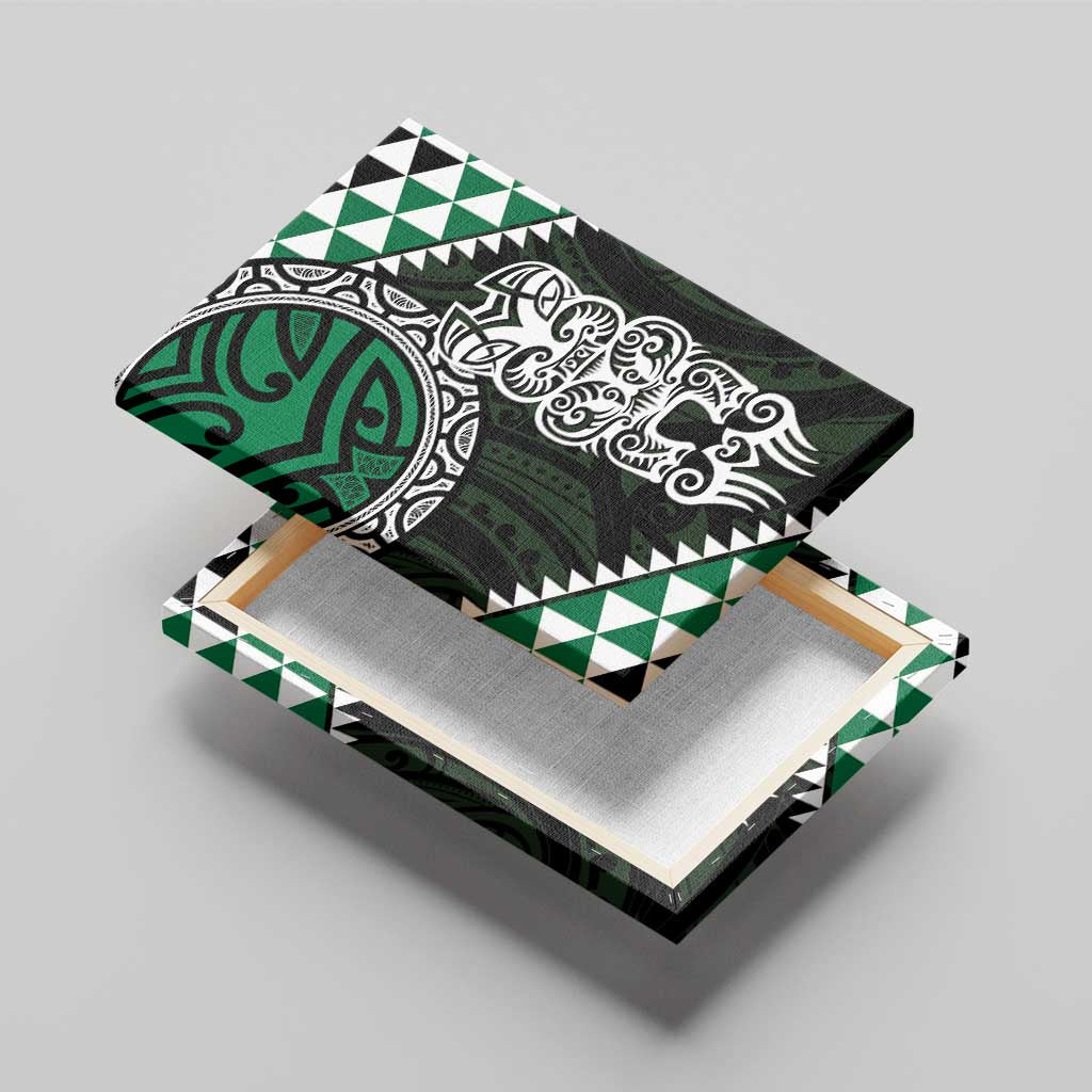 Green Aotearoa Niho Taniwha Canvas Wall Art Maori Mythology Tooth - Taniko Motifs LT14 - Polynesian Pride