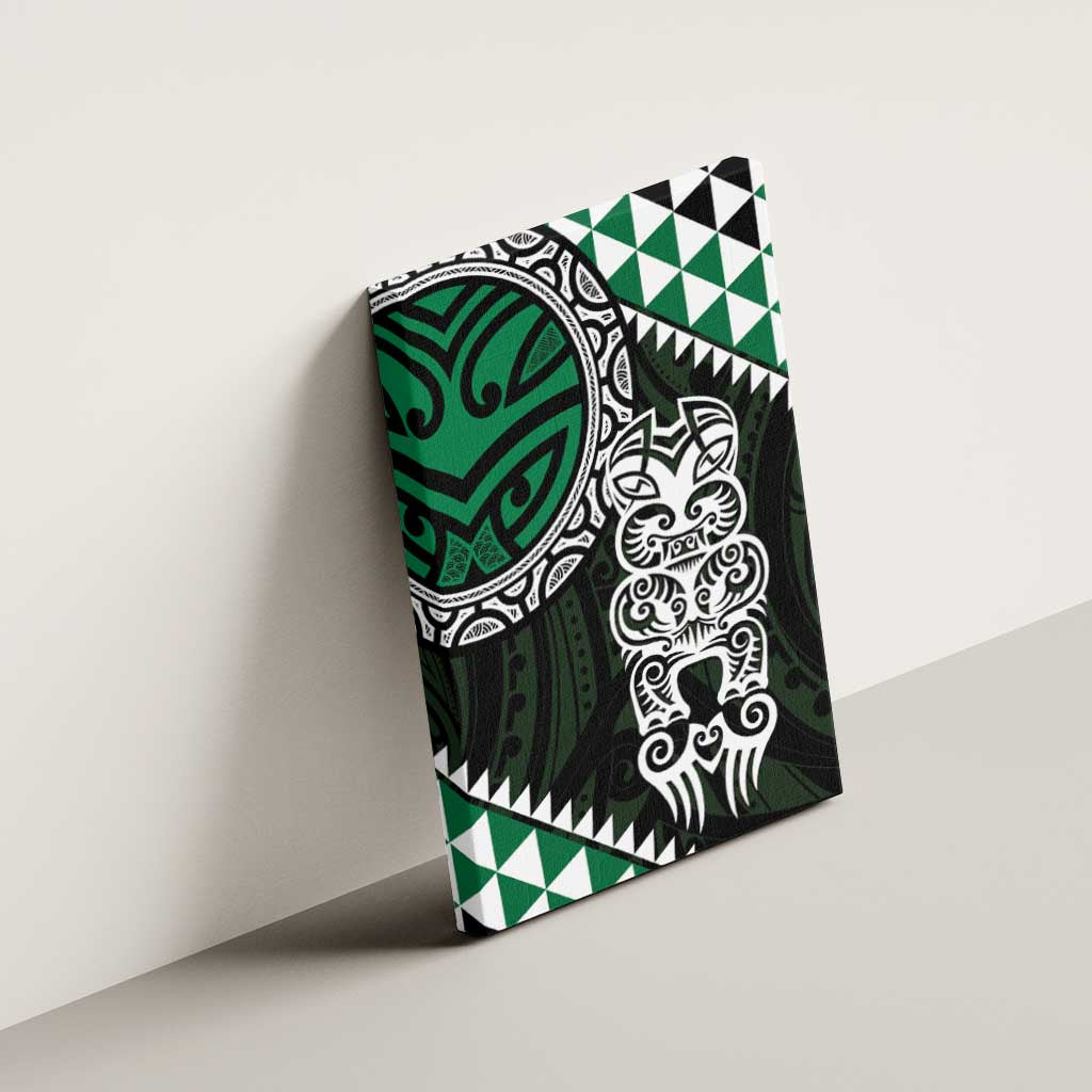Green Aotearoa Niho Taniwha Canvas Wall Art Maori Mythology Tooth - Taniko Motifs LT14 - Polynesian Pride