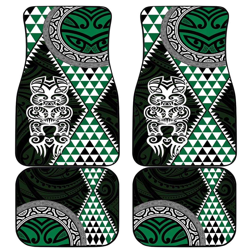 Green Aotearoa Niho Taniwha Car Mats Maori Mythology Tooth - Taniko Motifs LT14 - Polynesian Pride