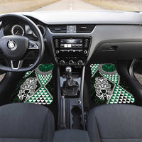 Green Aotearoa Niho Taniwha Car Mats Maori Mythology Tooth - Taniko Motifs LT14 Set 2pcs - Front Green - Polynesian Pride