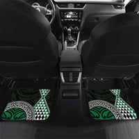 Green Aotearoa Niho Taniwha Car Mats Maori Mythology Tooth - Taniko Motifs LT14 Set 2pcs - Back Green - Polynesian Pride
