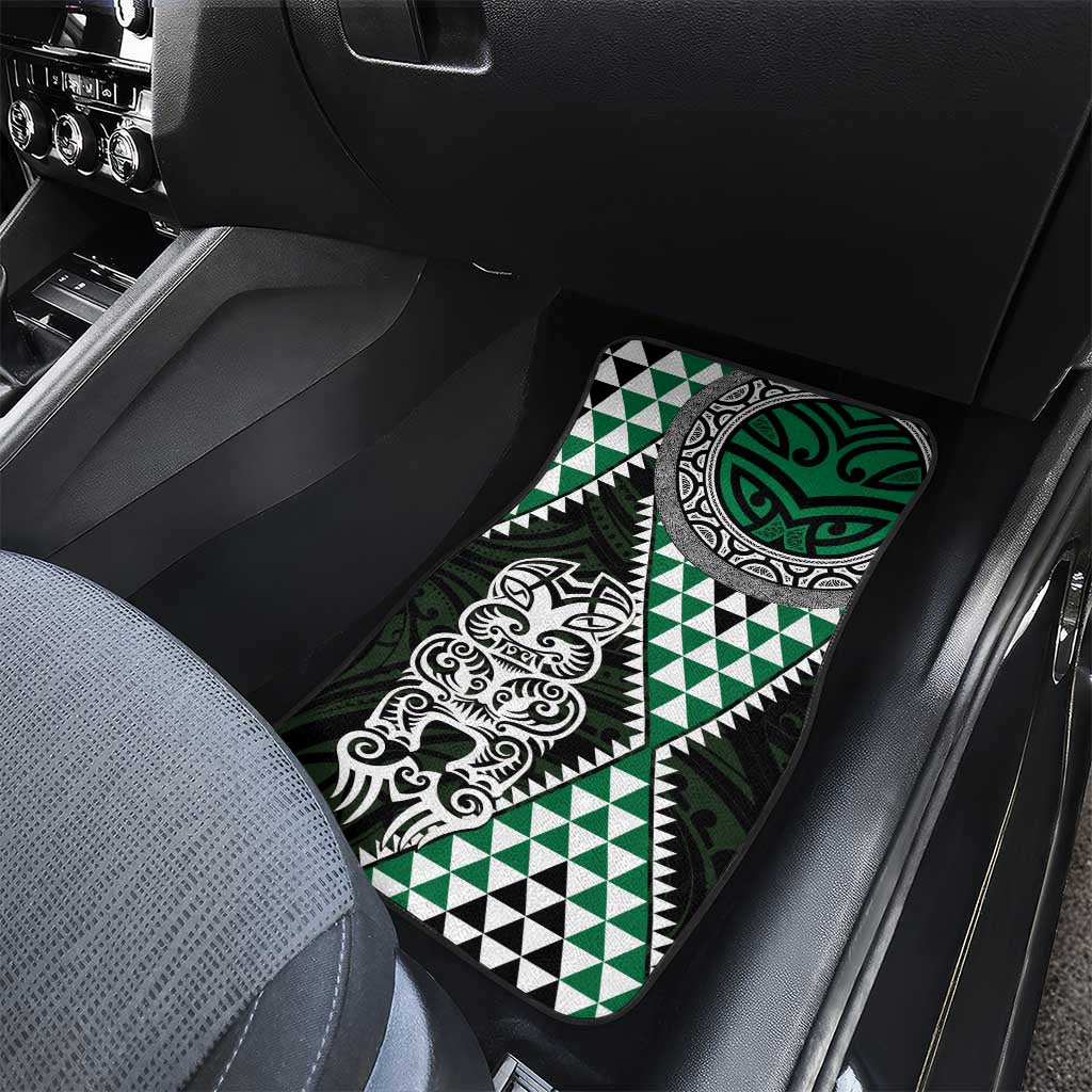 Green Aotearoa Niho Taniwha Car Mats Maori Mythology Tooth - Taniko Motifs LT14 - Polynesian Pride