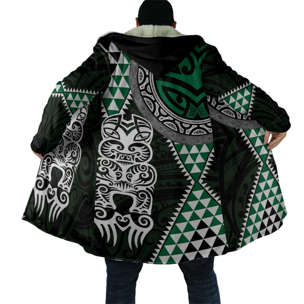 Green Aotearoa Niho Taniwha Cloak Maori Mythology Tooth - Taniko Motifs - Polynesian Pride