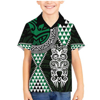 Green Aotearoa Niho Taniwha Family Matching Mermaid Dress and Hawaiian Shirt Maori Mythology Tooth - Taniko Motifs