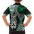 Green Aotearoa Niho Taniwha Family Matching Off Shoulder Short Dress and Hawaiian Shirt Maori Mythology Tooth - Taniko Motifs