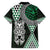 Green Aotearoa Niho Taniwha Family Matching Short Sleeve Bodycon Dress and Hawaiian Shirt Maori Mythology Tooth - Taniko Motifs