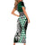 Green Aotearoa Niho Taniwha Family Matching Short Sleeve Bodycon Dress and Hawaiian Shirt Maori Mythology Tooth - Taniko Motifs