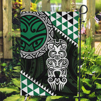 Green Aotearoa Niho Taniwha Garden Flag Maori Mythology Tooth - Taniko Motifs LT14 Garden Flag Green - Polynesian Pride