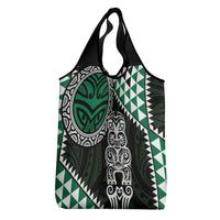 Green Aotearoa Niho Taniwha Grocery Bag Maori Mythology Tooth - Taniko Motifs LT14 - Polynesian Pride