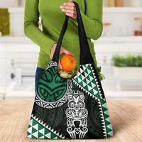 Green Aotearoa Niho Taniwha Grocery Bag Maori Mythology Tooth - Taniko Motifs LT14 - Polynesian Pride
