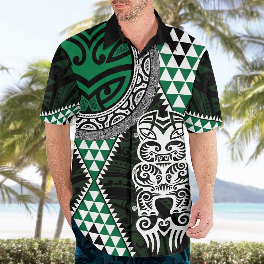 Green Aotearoa Niho Taniwha Hawaiian Shirt Maori Mythology Tooth - Taniko Motifs LT14 - Polynesian Pride