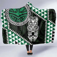Green Aotearoa Niho Taniwha Hooded Blanket Maori Mythology Tooth - Taniko Motifs LT14 One Size Green - Polynesian Pride