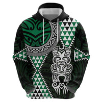 Green Aotearoa Niho Taniwha Hoodie Maori Mythology Tooth - Taniko Motifs