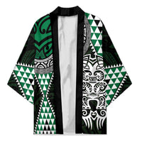 Green Aotearoa Niho Taniwha Kimono Maori Mythology Tooth - Taniko Motifs - Polynesian Pride