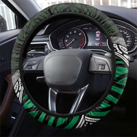 Green Aotearoa Niho Taniwha Steering Wheel Cover Maori Mythology Tooth - Taniko Motifs LT14 - Polynesian Pride