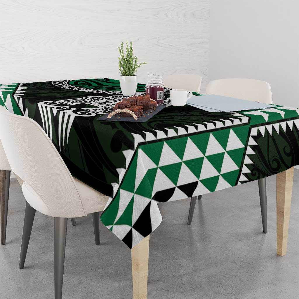 Green Aotearoa Niho Taniwha Tablecloth Maori Mythology Tooth - Taniko Motifs LT14 - Polynesian Pride