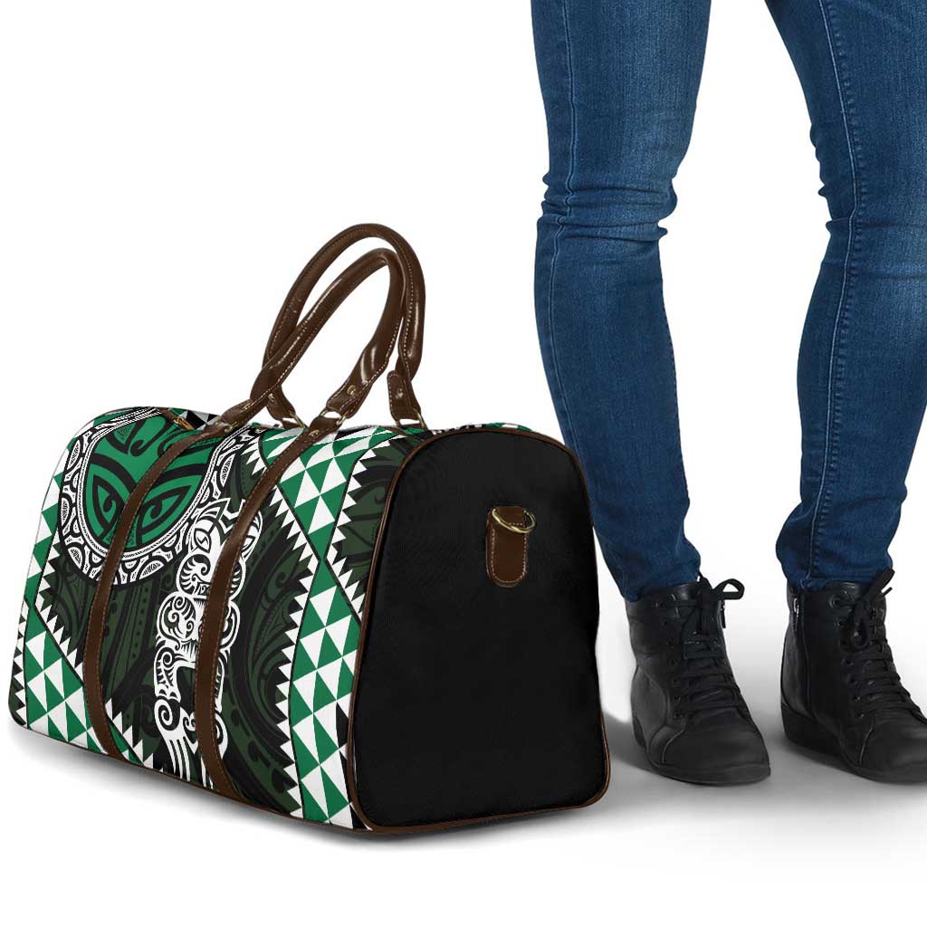 Green Aotearoa Niho Taniwha Travel Bag Maori Mythology Tooth - Taniko Motifs - Polynesian Pride