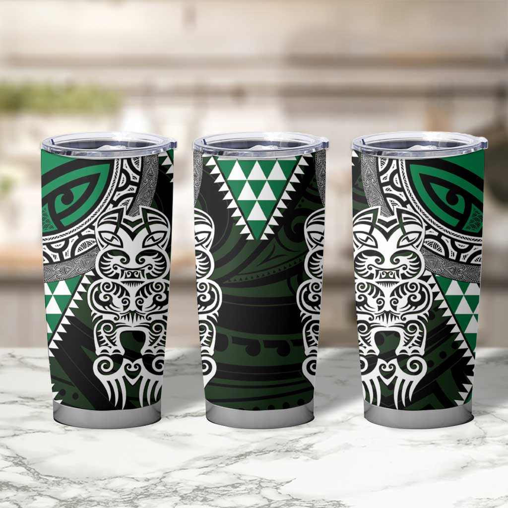 Green Aotearoa Niho Taniwha Tumbler Cup Maori Mythology Tooth - Taniko Motifs LT14 - Polynesian Pride
