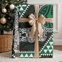 Green Aotearoa Niho Taniwha Wrapping Paper Maori Mythology Tooth - Taniko Motifs - Polynesian Pride