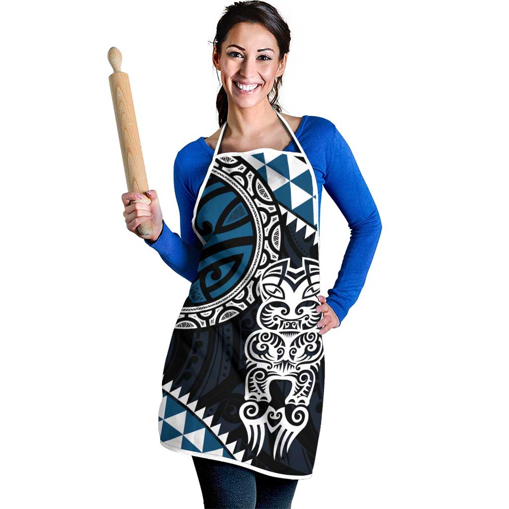 Blue Aotearoa Niho Taniwha Apron Maori Mythology Tooth - Taniko Motifs - Polynesian Pride