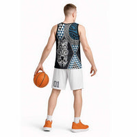 Blue Aotearoa Niho Taniwha Basketball Jersey Maori Mythology Tooth - Taniko Motifs - Polynesian Pride